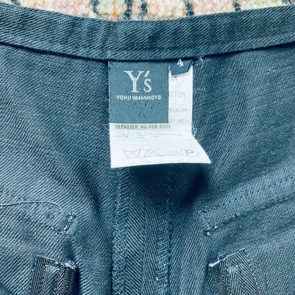Vintage Y's by Yohji Yamamoto Black Super Wide Leg Cropped Cotton Pants - Picture 4 of 7